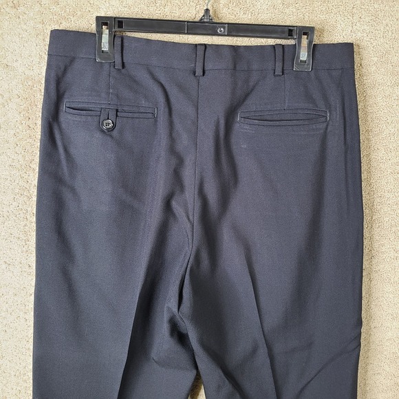 Lands End Pants Mens 34x30 Blue Wool Dress Pleated Navy Trouser Career Work - Picture 4 of 11